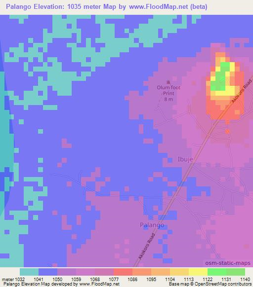 Palango,Uganda Elevation Map