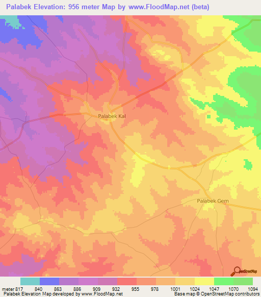 Palabek,Uganda Elevation Map