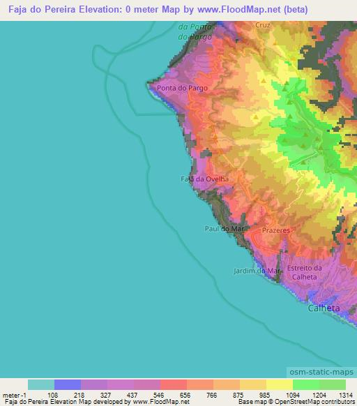 Faja do Pereira,Portugal Elevation Map