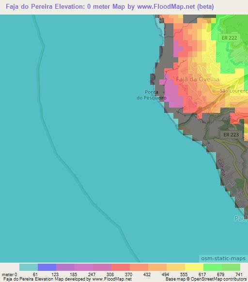 Faja do Pereira,Portugal Elevation Map