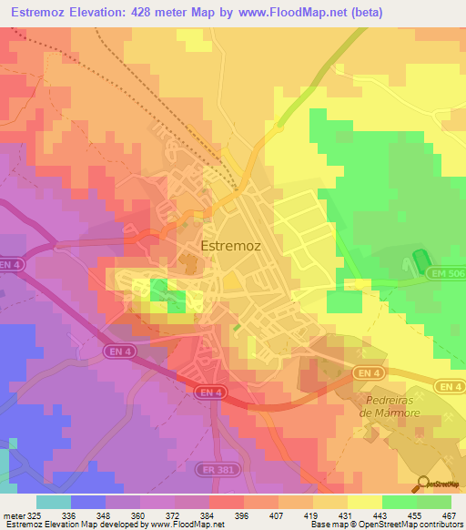 Estremoz,Portugal Elevation Map