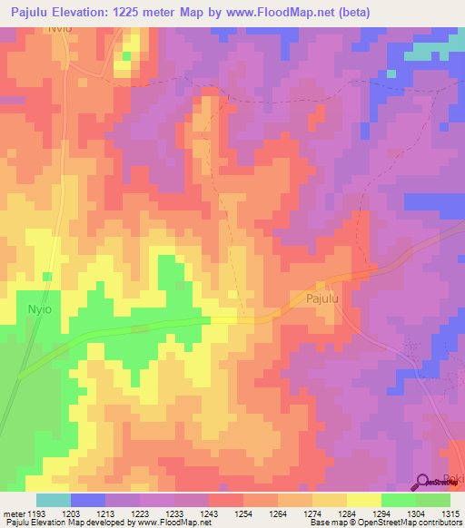 Pajulu,Uganda Elevation Map