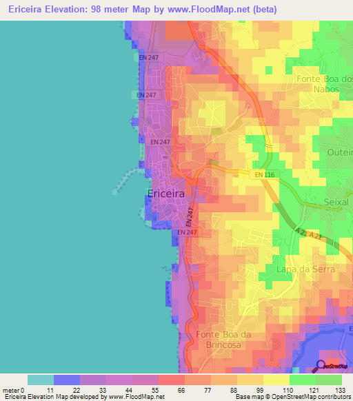 Ericeira,Portugal Elevation Map