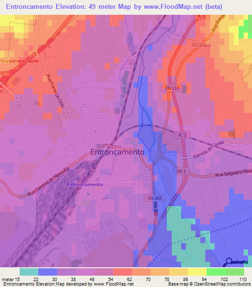 Entroncamento,Portugal Elevation Map