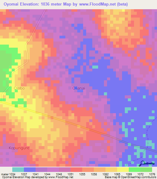 Oyomai,Uganda Elevation Map