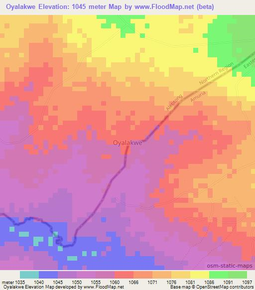 Oyalakwe,Uganda Elevation Map