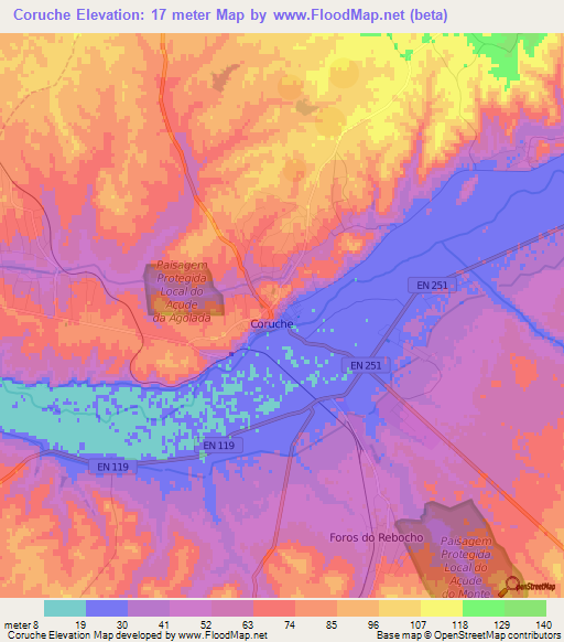 Coruche,Portugal Elevation Map