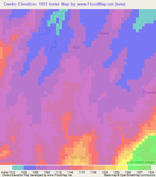 Oweko,Uganda Elevation Map