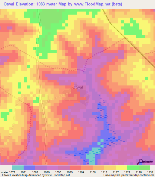 Otwal,Uganda Elevation Map