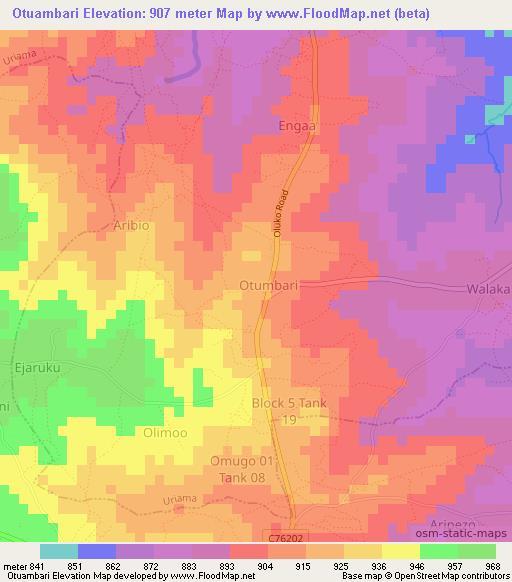 Otuambari,Uganda Elevation Map