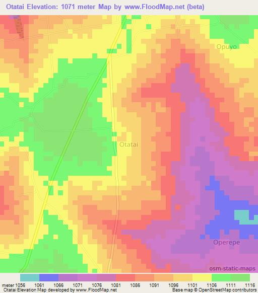 Otatai,Uganda Elevation Map