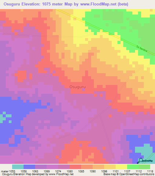 Osuguru,Uganda Elevation Map