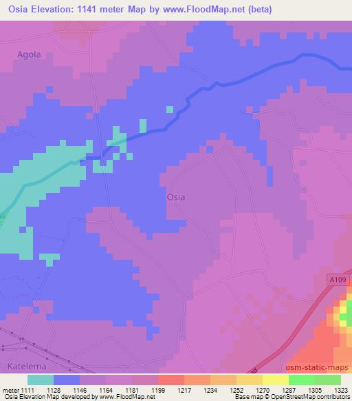 Osia,Uganda Elevation Map