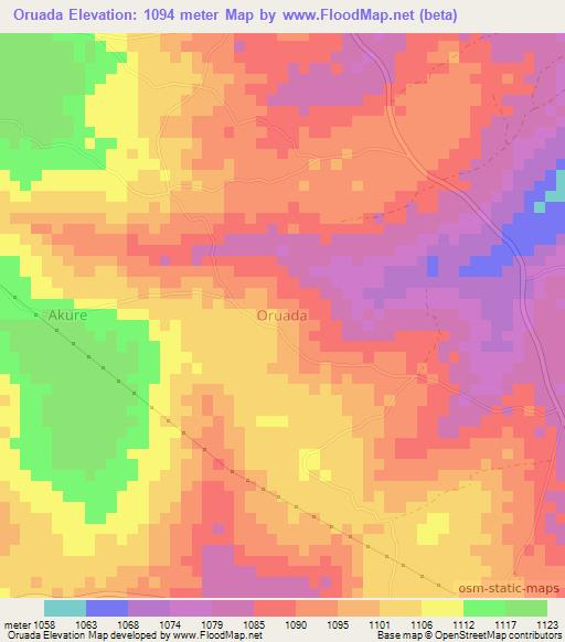 Oruada,Uganda Elevation Map