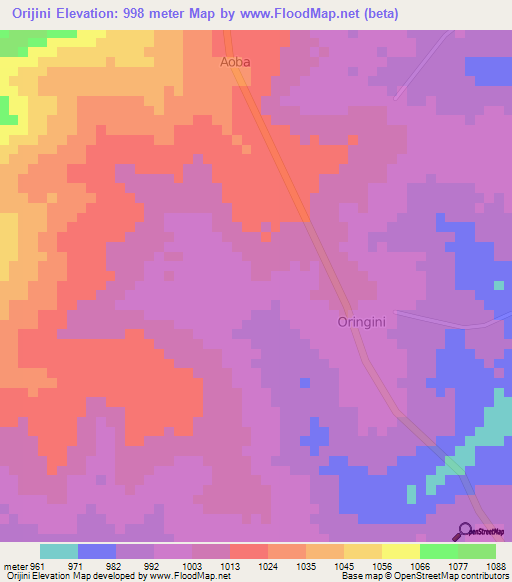 Orijini,Uganda Elevation Map