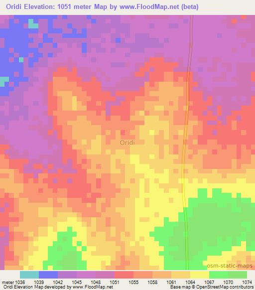 Oridi,Uganda Elevation Map
