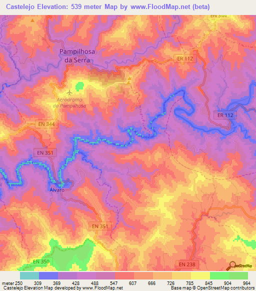 Castelejo,Portugal Elevation Map