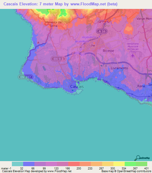Cascais,Portugal Elevation Map