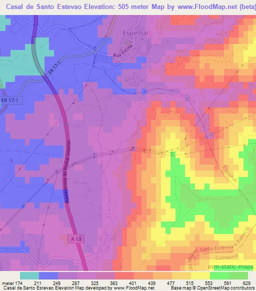 Casal de Santo Estevao,Portugal Elevation Map