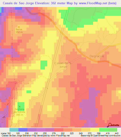 Casais de Sao Jorge,Portugal Elevation Map