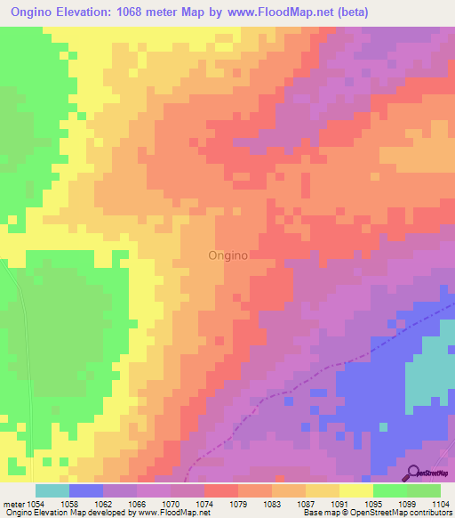 Ongino,Uganda Elevation Map