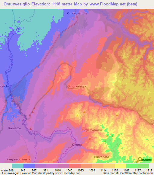 Omurwesigilo,Uganda Elevation Map
