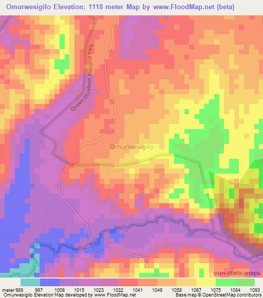 Omurwesigilo,Uganda Elevation Map
