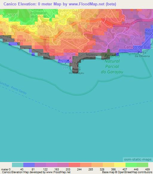 Canico,Portugal Elevation Map