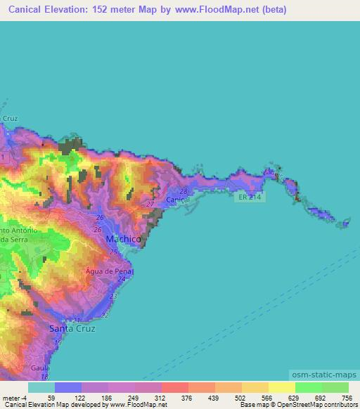 Canical,Portugal Elevation Map