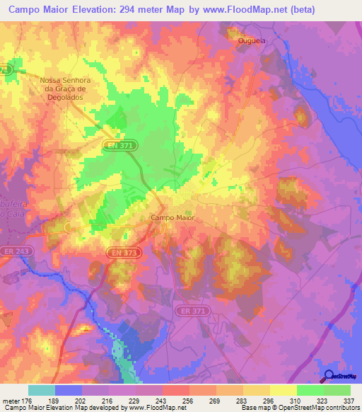 Campo Maior,Portugal Elevation Map