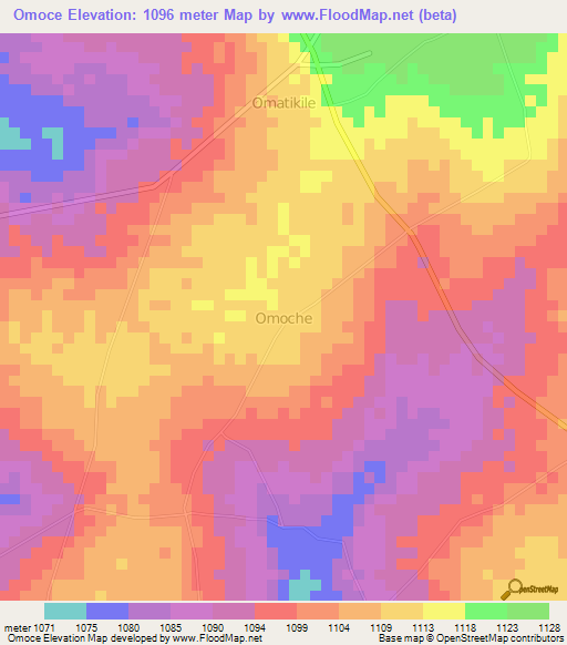 Omoce,Uganda Elevation Map