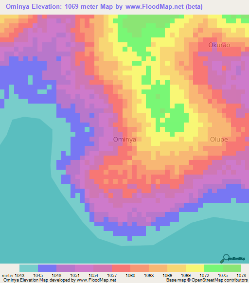 Ominya,Uganda Elevation Map