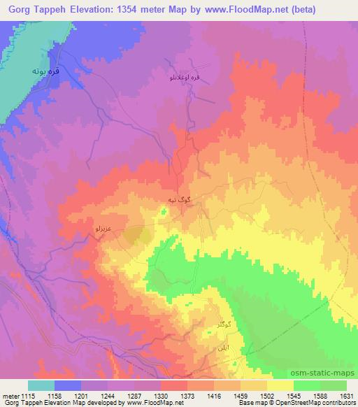 Gorg Tappeh,Iran Elevation Map