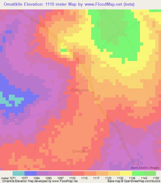 Omatikile,Uganda Elevation Map