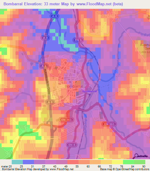 Bombarral,Portugal Elevation Map
