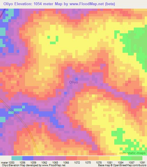 Oliyo,Uganda Elevation Map