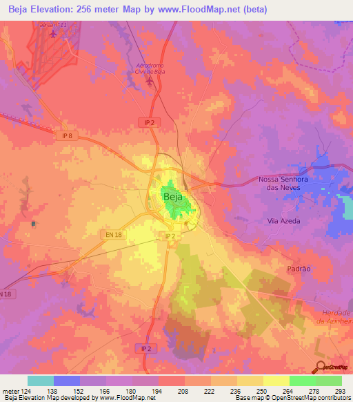 Beja,Portugal Elevation Map