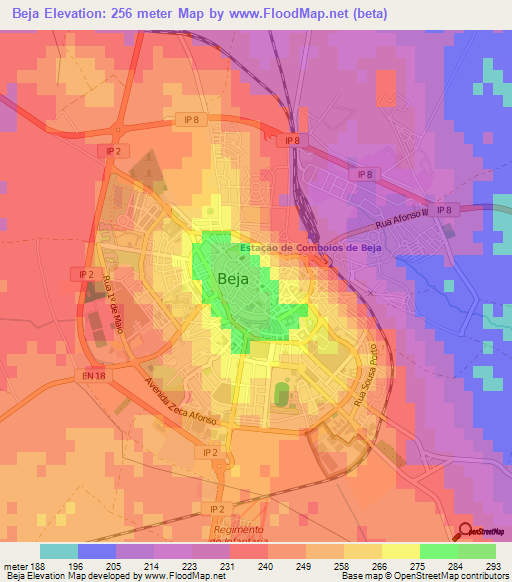 Beja,Portugal Elevation Map