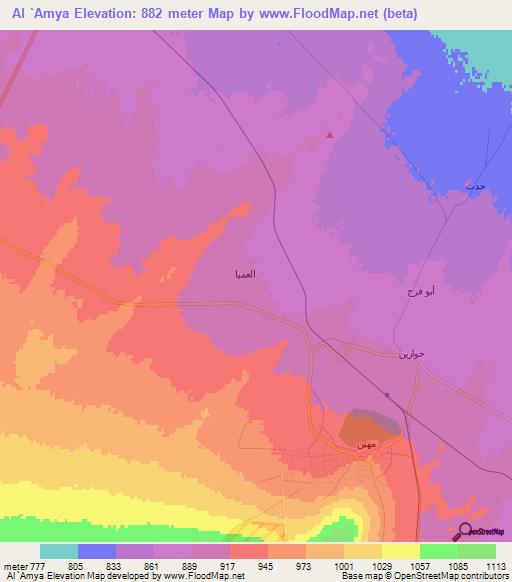 Al `Amya,Syria Elevation Map