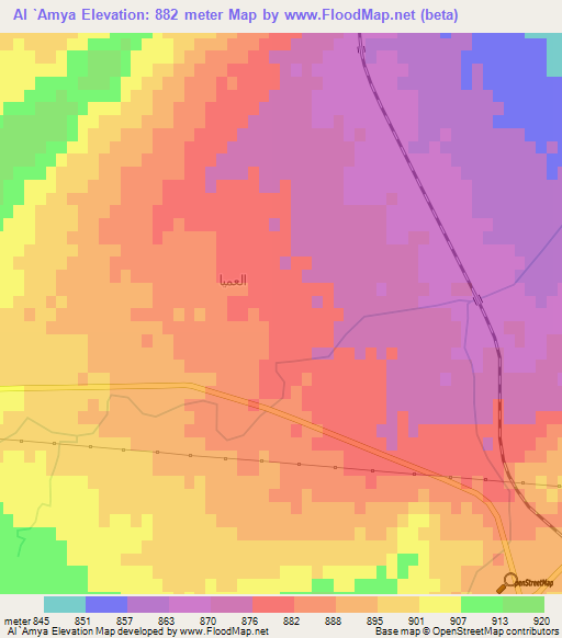 Al `Amya,Syria Elevation Map