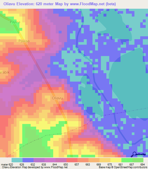 Oliavu,Uganda Elevation Map