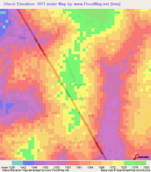 Olecoi,Uganda Elevation Map