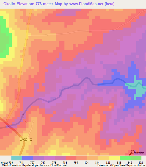 Okollo,Uganda Elevation Map