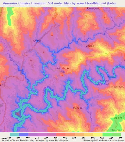 Amoreira Cimeira,Portugal Elevation Map