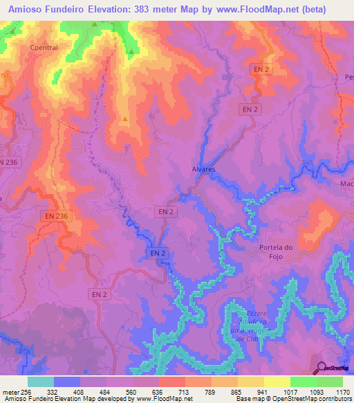 Amioso Fundeiro,Portugal Elevation Map