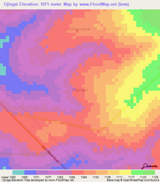 Ojingai,Uganda Elevation Map