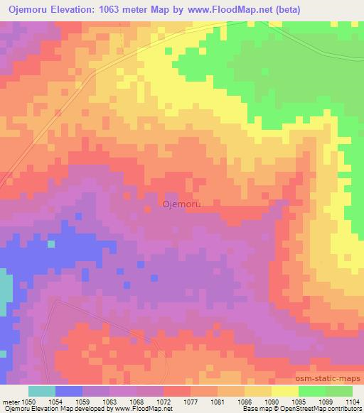 Ojemoru,Uganda Elevation Map