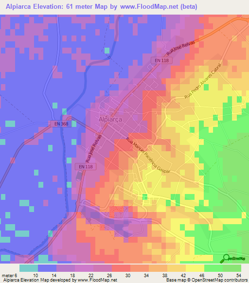 Alpiarca,Portugal Elevation Map