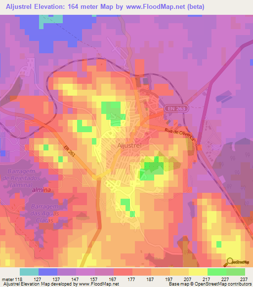 Aljustrel,Portugal Elevation Map