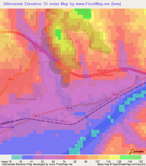 Alferrarede,Portugal Elevation Map